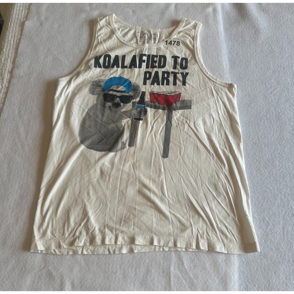 Riot Society Mens Koalafied To Party Graphic Tank Top Large White Summer
